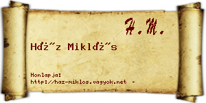 Ház Miklós névjegykártya