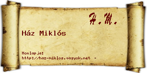 Ház Miklós névjegykártya